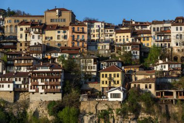 Veliko Tarnovo, Bulgaristan - 9 Nisan 2017: Panoramamic görünüm, şehir, Veliko Tarnovo, Bulgaristan