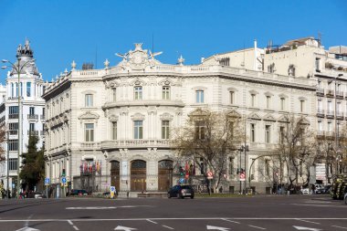 Madrid, İspanya - 21 Ocak 2018: Palace Linares Cibeles Meydanı Madrid şehir, İspanya