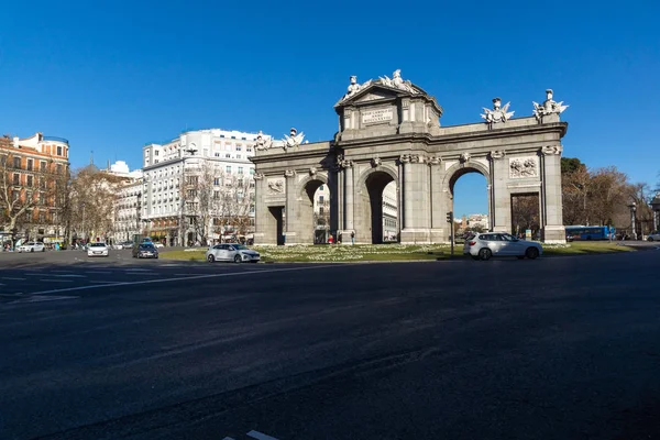 Madrid Spanya Ocak 2018 Puerta Alcala Şehir Madrid Spanya — Stok fotoğraf