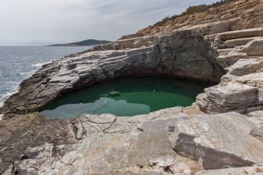 Giola doğal havuzda Thassos Adası, Doğu Makedonya ve Trakya, Yunanistan 