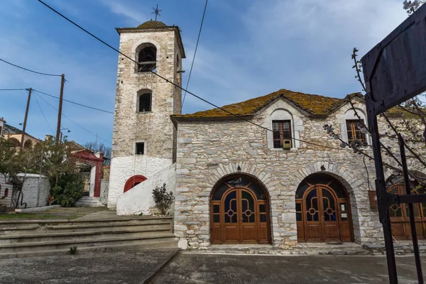 Bell Tower Orthodox Church Stone Roof Village Theologos Thassos Island — Fotografia de Stock