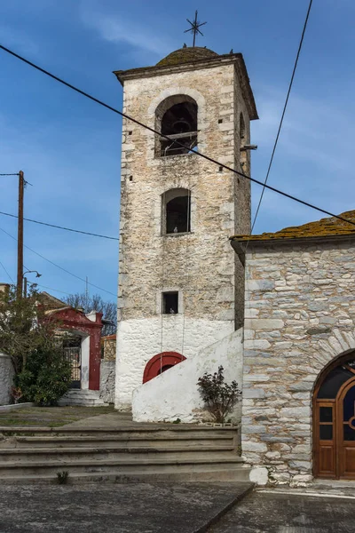 Bell Tower Orthodox Church Stone Roof Village Theologos Thassos Island — Fotografia de Stock