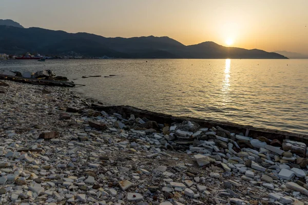 Vista Del Atardecer Terraplén Ciudad Tasos Macedonia Oriental Tracia Grecia —  Fotos de Stock