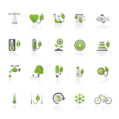 Ekoloji, çevre ve doğa simgeler 4 - vektör Icon set