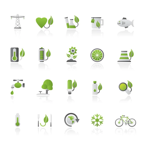 Ökologie Umwelt Und Natur Icons Vektor Icon Set — Stockvektor