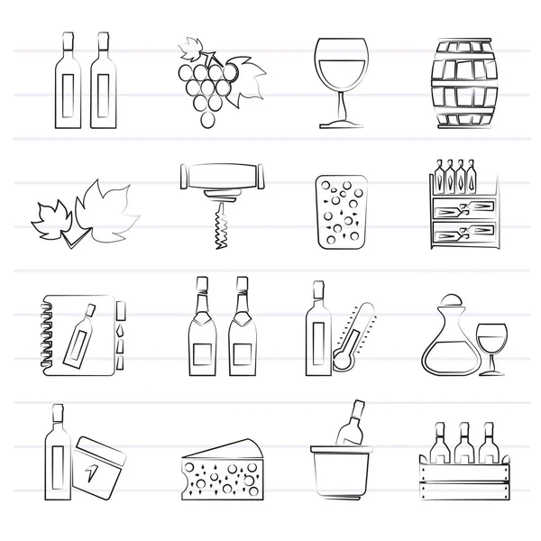 Wine Industry Objects Icons Vector Icon Set — Stock Vector