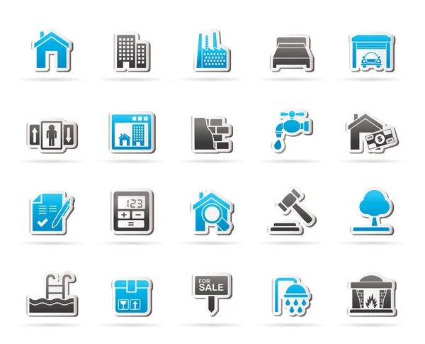 Real Estate Services Icons Vector Icon Set — Stock Vector