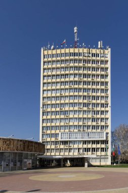 Dimitrovgrad, Bulgaristan - 15 Mart 2014: Bina Belediye şehir Dimitrovgrad, Haskovo bölge, Bulgaristan