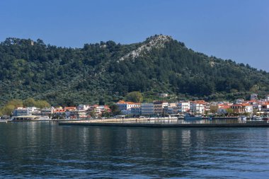 Panoramik Thassos şehrin doğu Makedonya ve Trakya, Yunanistan 