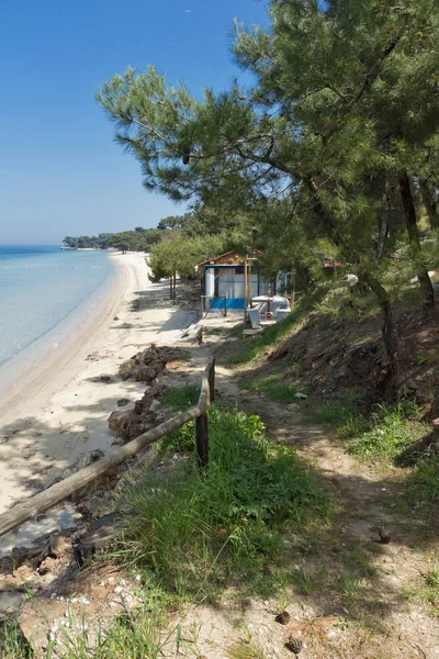 Praia Com Águas Azuis Ilha Thassos Macedônia Oriental Trácia Grécia — Fotografia de Stock