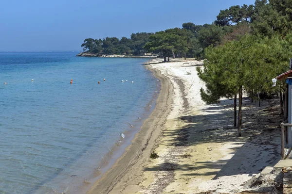 Playa Con Aguas Azules Isla Tasos Macedonia Oriental Tracia Grecia — Foto de Stock