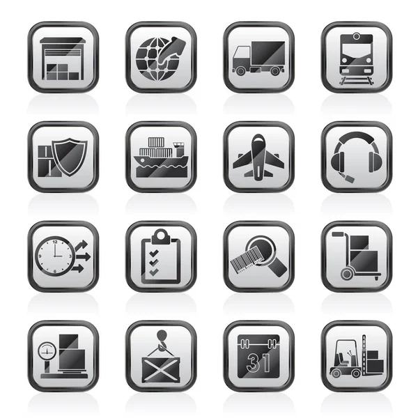 Logistic Cargo Transportation Icons Vector Icon Set — Stock Vector
