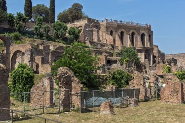 Rome, İtalya - 24 Haziran 2017: Panoramik şehir Roma, İtalya'nın Roma Forumu