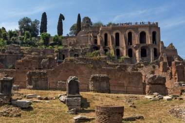 Rome, İtalya - 24 Haziran 2017: Panoramik şehir Roma, İtalya'nın Roma Forumu