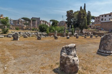 Rome, İtalya - 24 Haziran 2017: Panoramik şehir Roma, İtalya'nın Roma Forumu