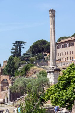 Rome, İtalya - 24 Haziran 2017: Panoramik şehir Roma, İtalya'nın Roma Forumu