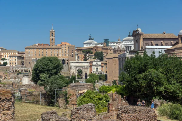 Roma Italia Giugno 2017 Veduta Panoramica Del Foro Romano Nella — Foto Stock