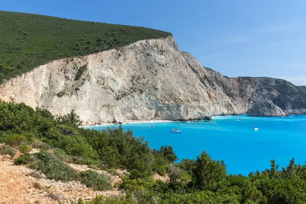 Amazing Zeegezicht Van Blauwe Wateren Van Porto Katsiki Beach Lefkada — Stockfoto