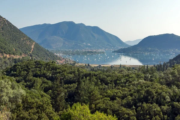 Niesamowita Panorama Zatoki Nidri Lefkada Wyspy Jońskie Grecja — Zdjęcie stockowe