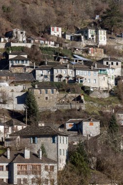 Panoramik manzaralı köy Kipoi, Zagori, Epirus, Yunanistan
