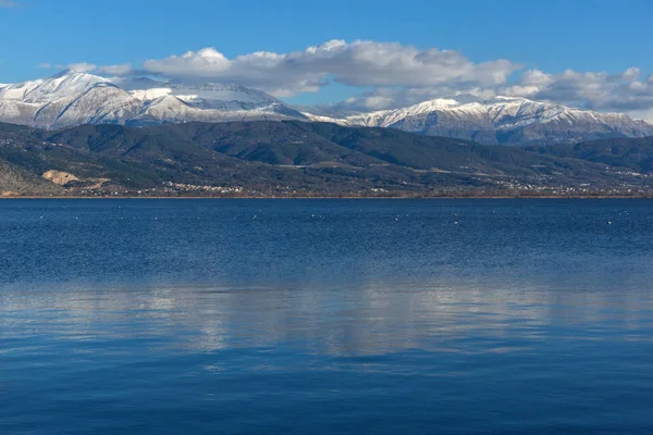 Fantastisk Panoramautsikt Över Landskapet Lake Pamvotida Och Pindus Bergen Från — Stockfoto