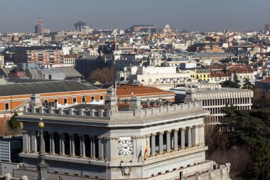 Madrid, İspanya - 24 Ocak 2018: Panoramik şehir Madrid Circulo de Bellas Artes, İspanya'dan