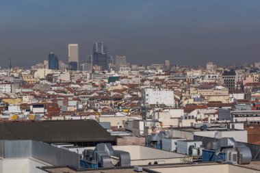 Madrid, İspanya - 24 Ocak 2018: Panoramik şehir Madrid Circulo de Bellas Artes, İspanya'dan