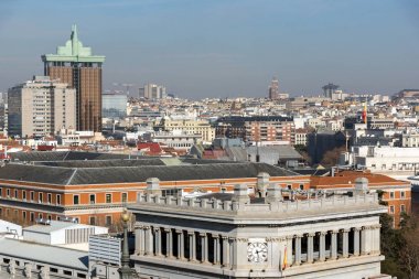 Madrid, İspanya - 24 Ocak 2018: Panoramik şehir Madrid Circulo de Bellas Artes, İspanya'dan