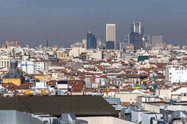 Madrid, İspanya - 24 Ocak 2018: Panoramik şehir Madrid Circulo de Bellas Artes, İspanya'dan