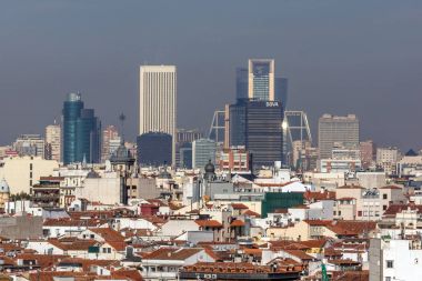 Madrid, İspanya - 24 Ocak 2018: Panoramik şehir Madrid Circulo de Bellas Artes, İspanya'dan