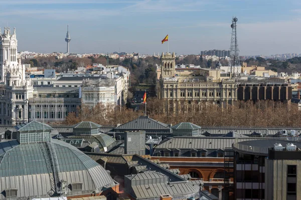 Madrid Hiszpania Stycznia 2018 Panoramę Madrytu Circulo Bellas Artes Hiszpania — Zdjęcie stockowe