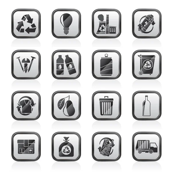 Afval Recycling Icons Vector Icon Set — Stockvector