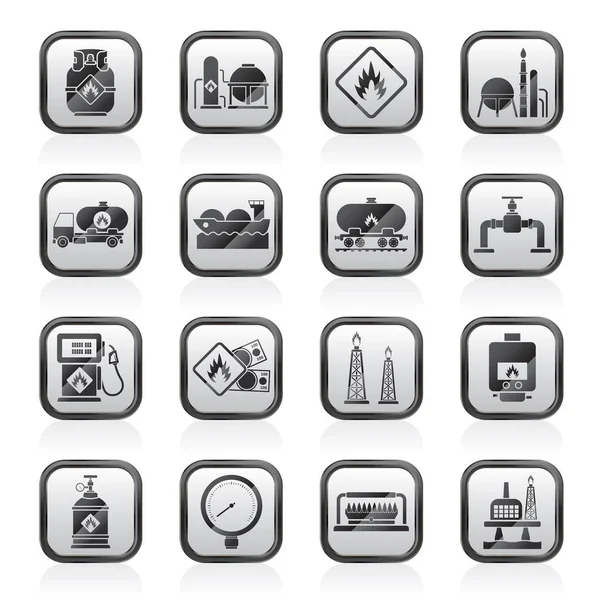 Symbole Der Erdgas Und Energiebranche Vektor Icon Set — Stockvektor