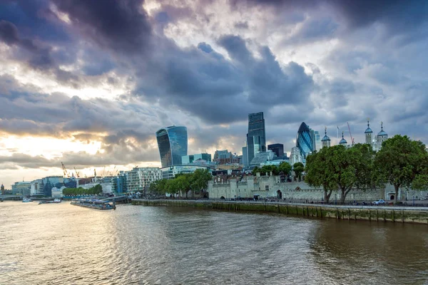 Londres Angleterre Juin 2016 Sunset Skyline Londres Tower Bridge Angleterre — Photo