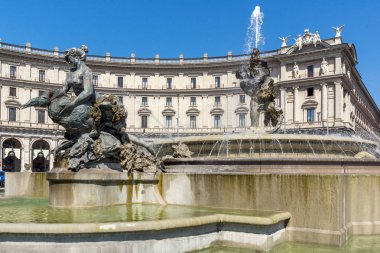 Rome, İtalya - 22 Haziran 2017: piazza görünümünü şaşırtıcı della Repubblica, Roma, İtalya