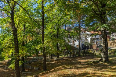 Metsovo, Epirus, Yunanistan - 19 Ekim 2013: Sonbahar görünümünü Metsovo Köyü yakınındaki Yanya şehir, Epirus bölgesi, Yunanistan