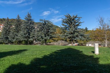 Metsovo, Epirus, Yunanistan - 19 Ekim 2013: Sonbahar görünümünü Metsovo Köyü yakınındaki Yanya şehir, Epirus bölgesi, Yunanistan