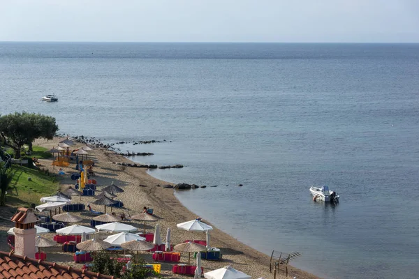 Chalkidiki 希腊中部 马其顿 2014年8月25日 Sithonia Chalkidiki 马其顿 中央海滩全景视图 — 图库照片