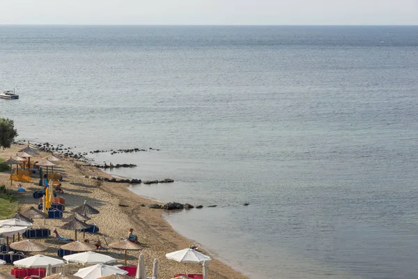 Chalkidiki Mellersta Makedonien Grekland Augusti 2014 Panoramautsikt Över Gea Beach — Stockfoto