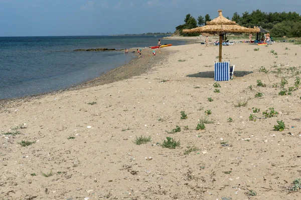 Chalkidiki Macedonia Central Grécia Agosto 2014 Vista Panorâmica Praia Monopetro — Fotografia de Stock