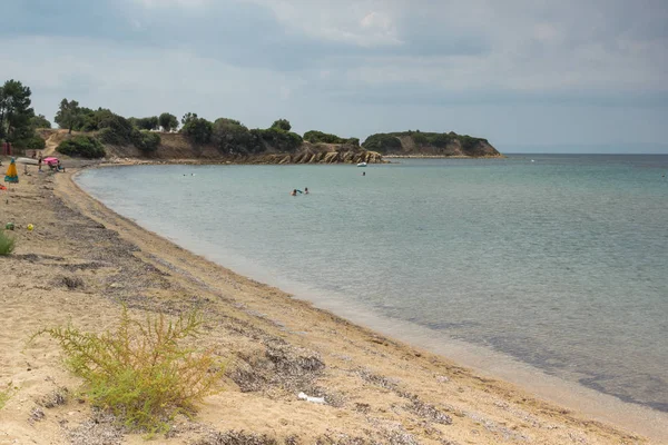 Chalkidiki 希腊中部 马其顿 2014年8月25日 Sithonia Castri 海滩全景 Chalkidiki 马其顿中部 — 图库照片