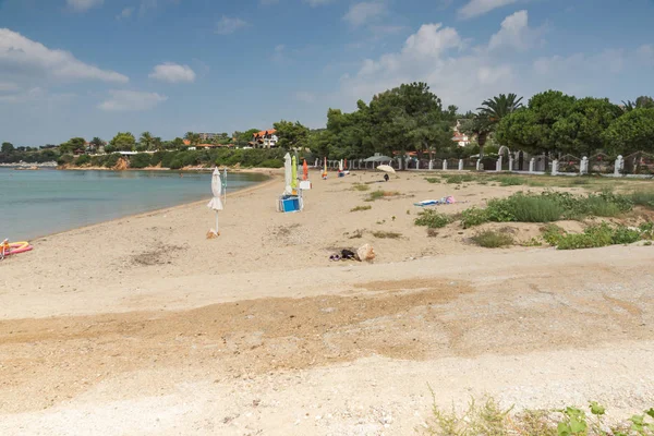 Chalkidiki 希腊中部 马其顿 2014年8月25日 Sithonia Castri 海滩全景 Chalkidiki 马其顿中部 — 图库照片