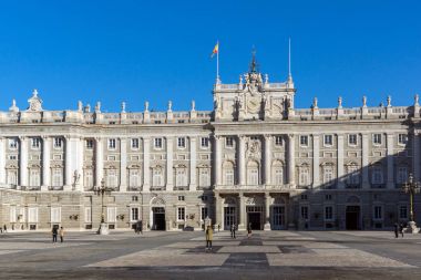 Madrid, İspanya - 22 Ocak 2018: Royal Palace of Madrid, İspanya'nın güzel manzarasına