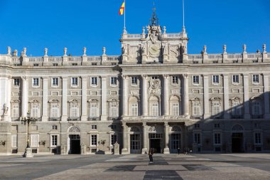 Madrid, İspanya - 22 Ocak 2018: Royal Palace of Madrid, İspanya'nın güzel manzarasına