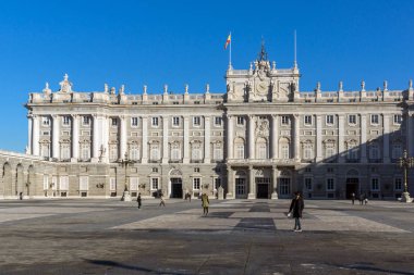 Madrid, İspanya - 22 Ocak 2018: Royal Palace of Madrid, İspanya'nın güzel manzarasına
