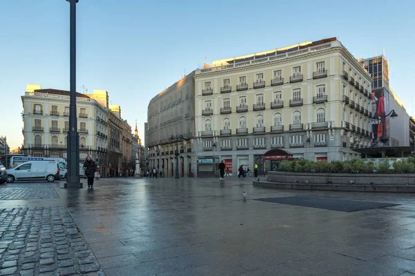 Madrid Spanien Januari 2018 Sunrise Utsikt Över Puerta Del Sol — Stockfoto