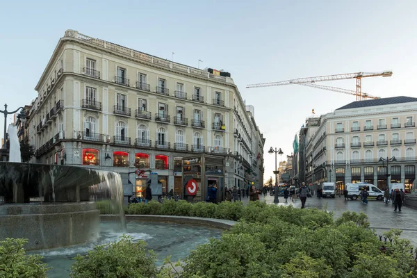 Madrid Spanje Januari 2018 Sunrise Weergave Van Puerta Del Sol — Stockfoto