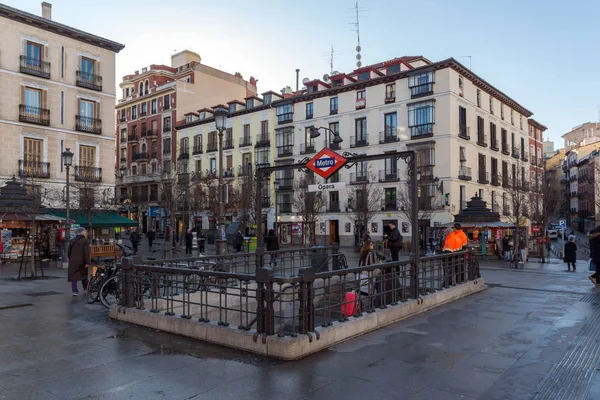 Madrid Spanje Januari 2018 Sunrise Uitzicht Plaza Isabel Stad Van — Stockfoto