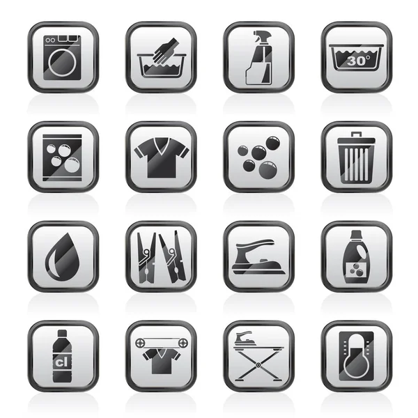 Washing Machine Laundry Icons Vector Icon Set — Stock Vector