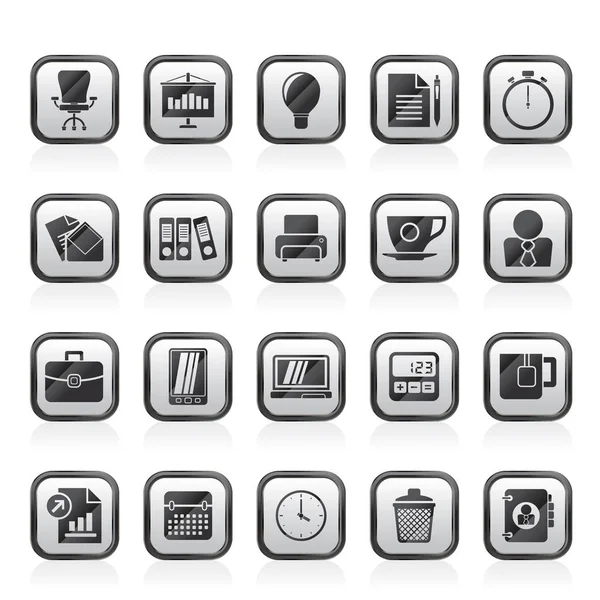 Iconos Objetos Empresariales Oficina Conjunto Iconos Vectoriales — Vector de stock